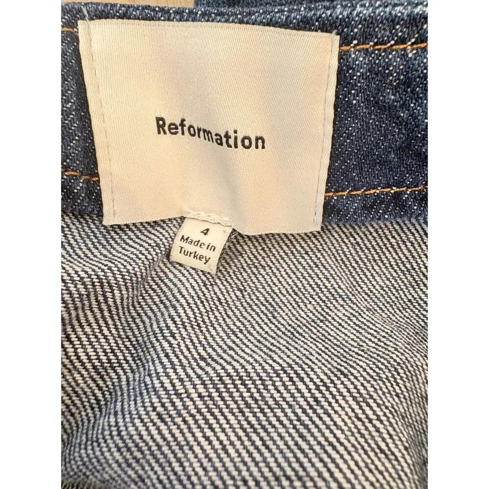 Reformation Lina Denim Two Piece Vest & Mini Skirt Set Size 4